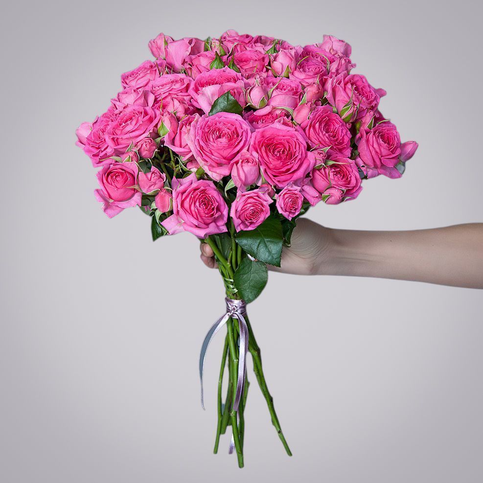 монобукет 9 роз "pink dimension" под ленту 