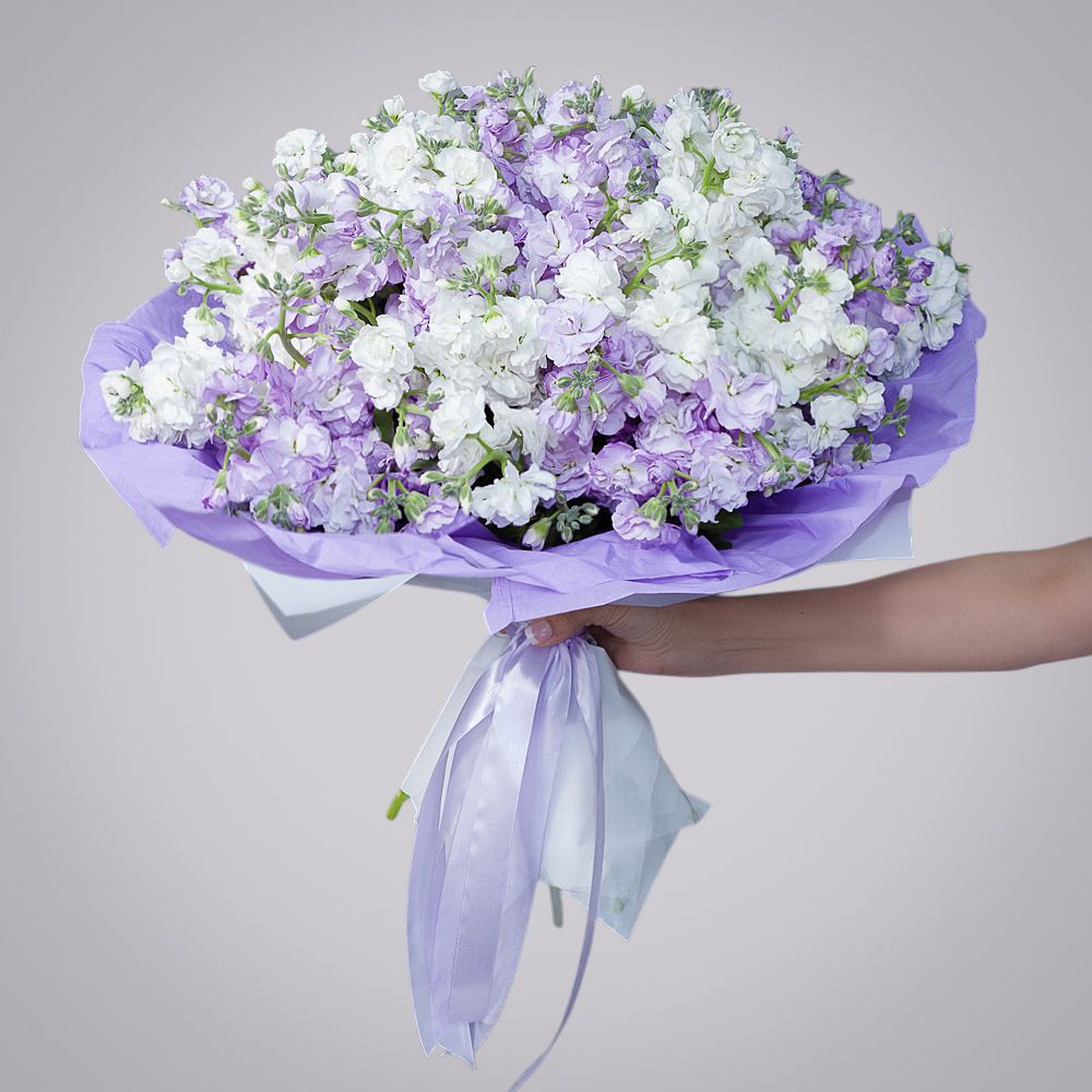 монобукет маттиола сиренево-белая 29 шт 