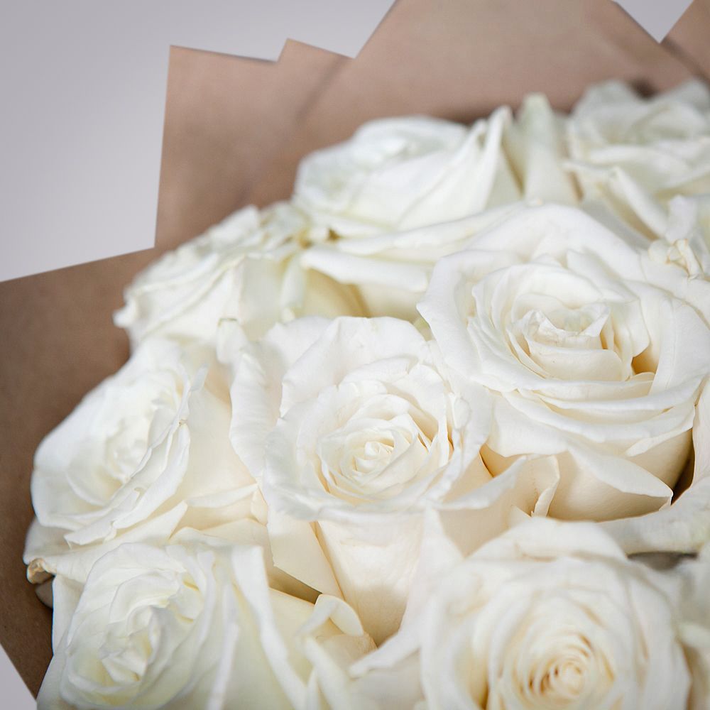 монобукет из 11 пионовидных роз "playa blanca" в крафте 