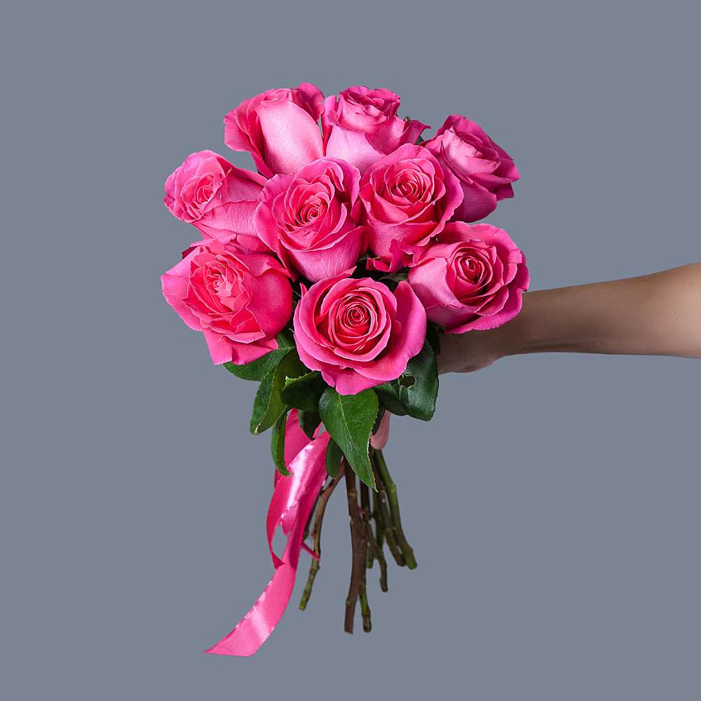 монобукет 9 роз "pink floyd" под ленту 