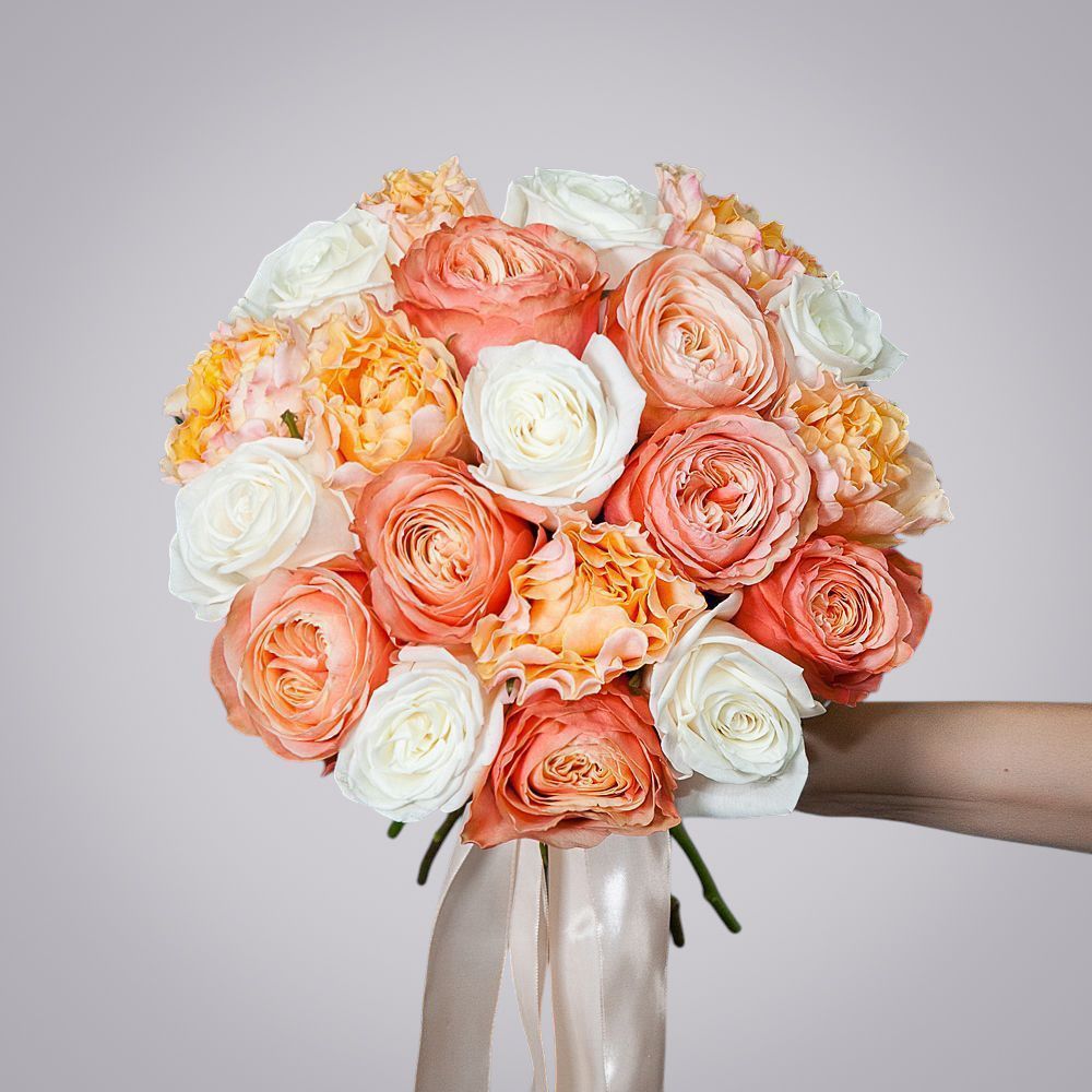 монобукет из 21 роз микс-4 под ленту 