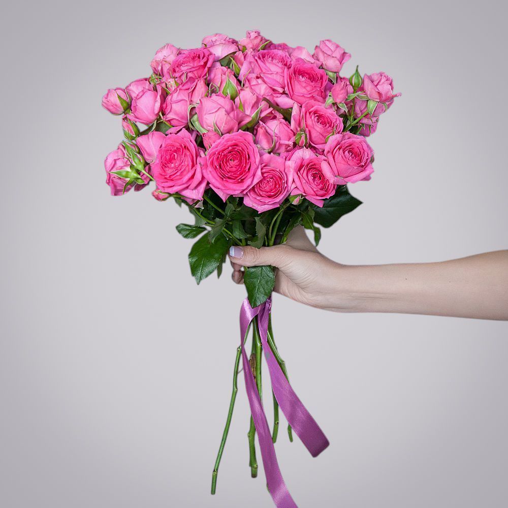 монобукет 5 роз "pink dimension" под ленту 