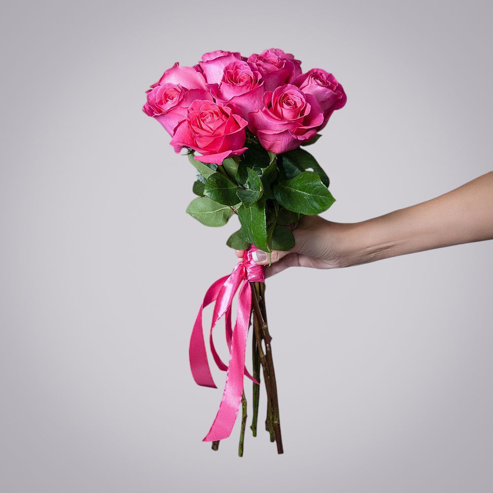 монобукет 9 роз "pink floyd" под ленту 