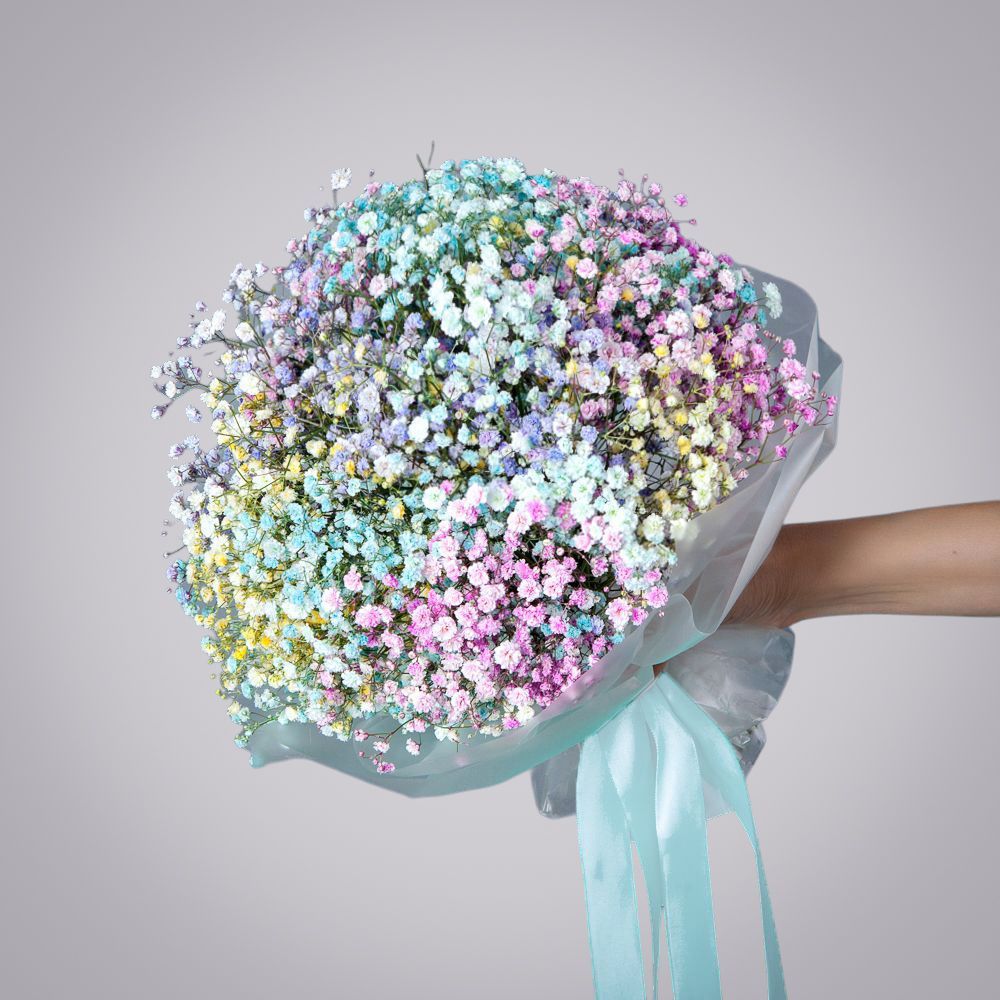 монобукет из 7 цветных гипсофил  монобукет из 7 цветных гипсофил