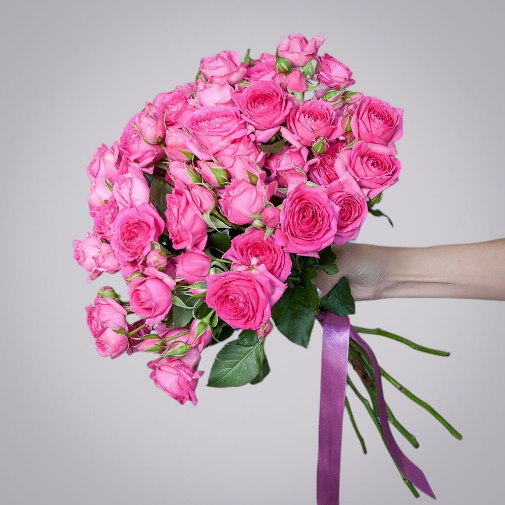 монобукет 5 роз "pink dimension" под ленту 