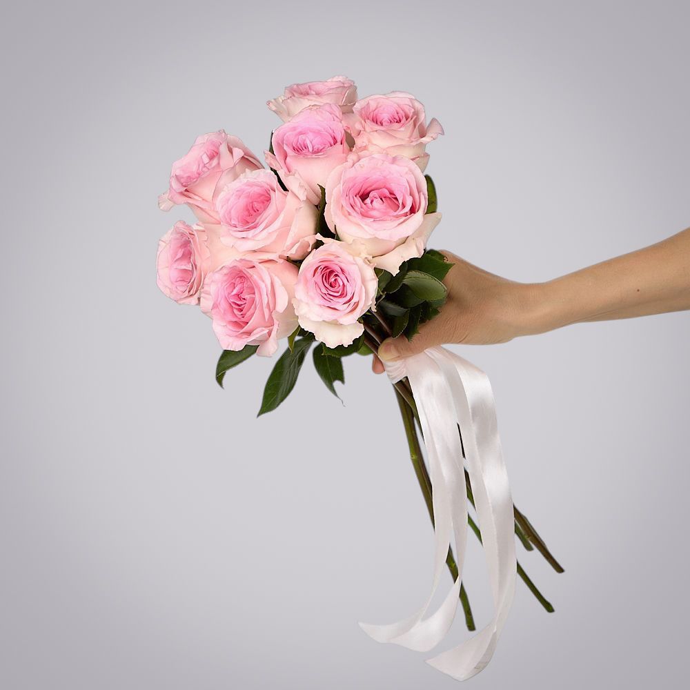 монобукет 9 пионовидных роз "mandala" под ленту 