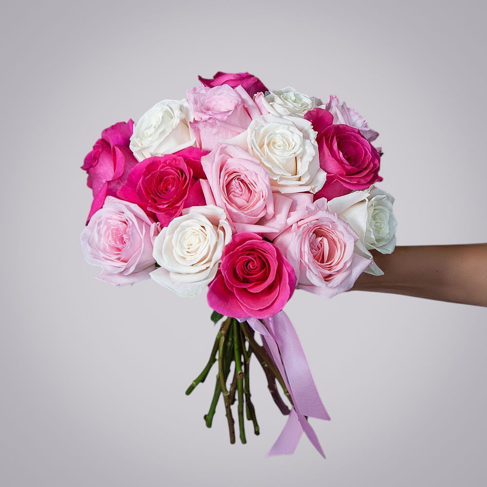 монобукет из 15 роз микс-8  под ленту 