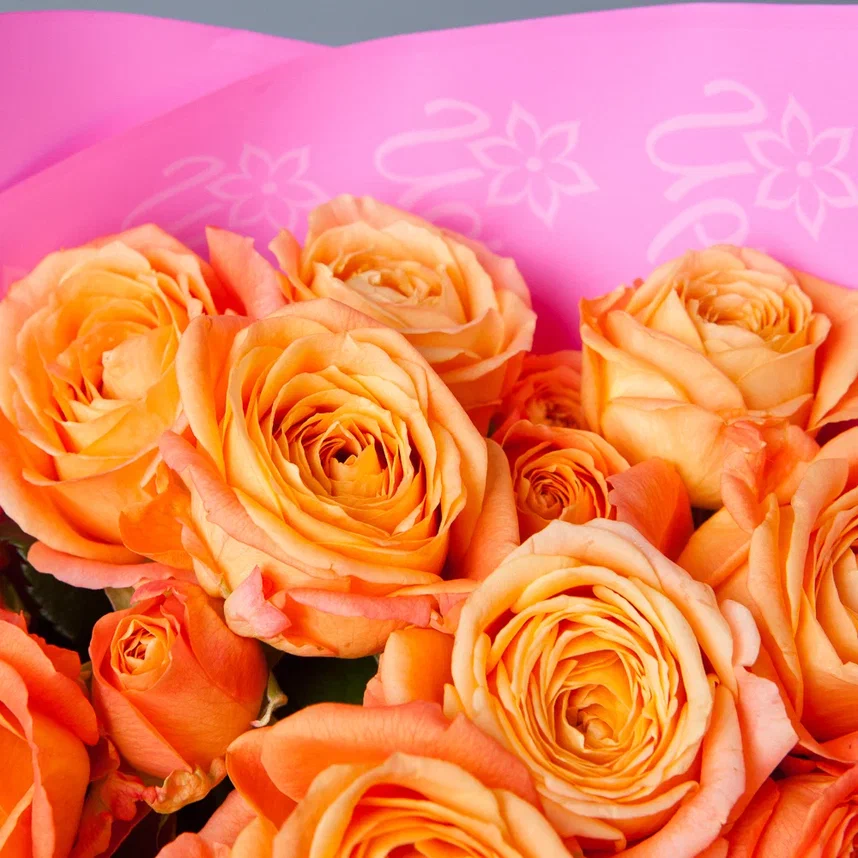 монобукет 5 кустовых роз "apricot lace"  в упаковке 