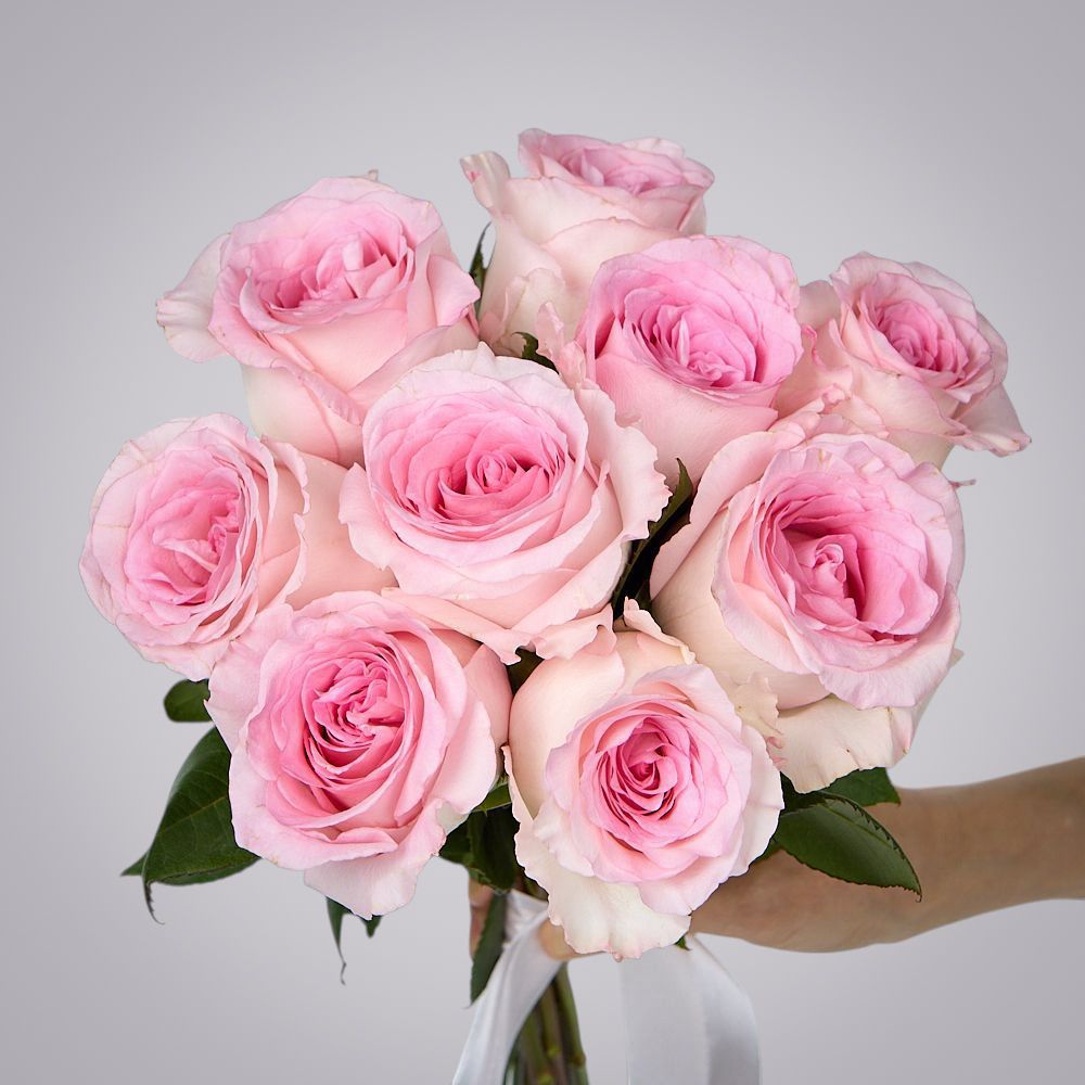 монобукет 9 пионовидных роз "mandala" под ленту 