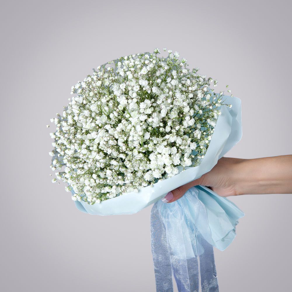 монобукет из 7 белых гипсофил 