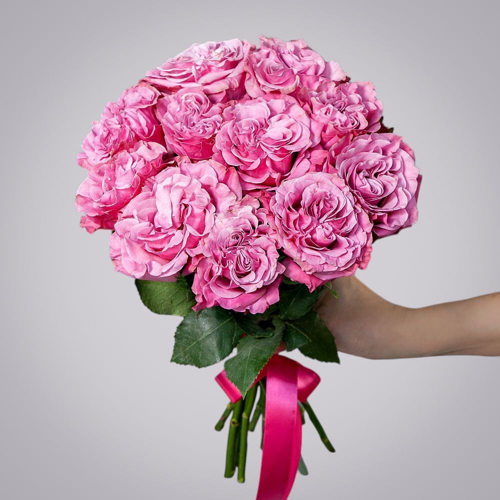 монобукет 11 пионовидных роз "country blues" под ленту 