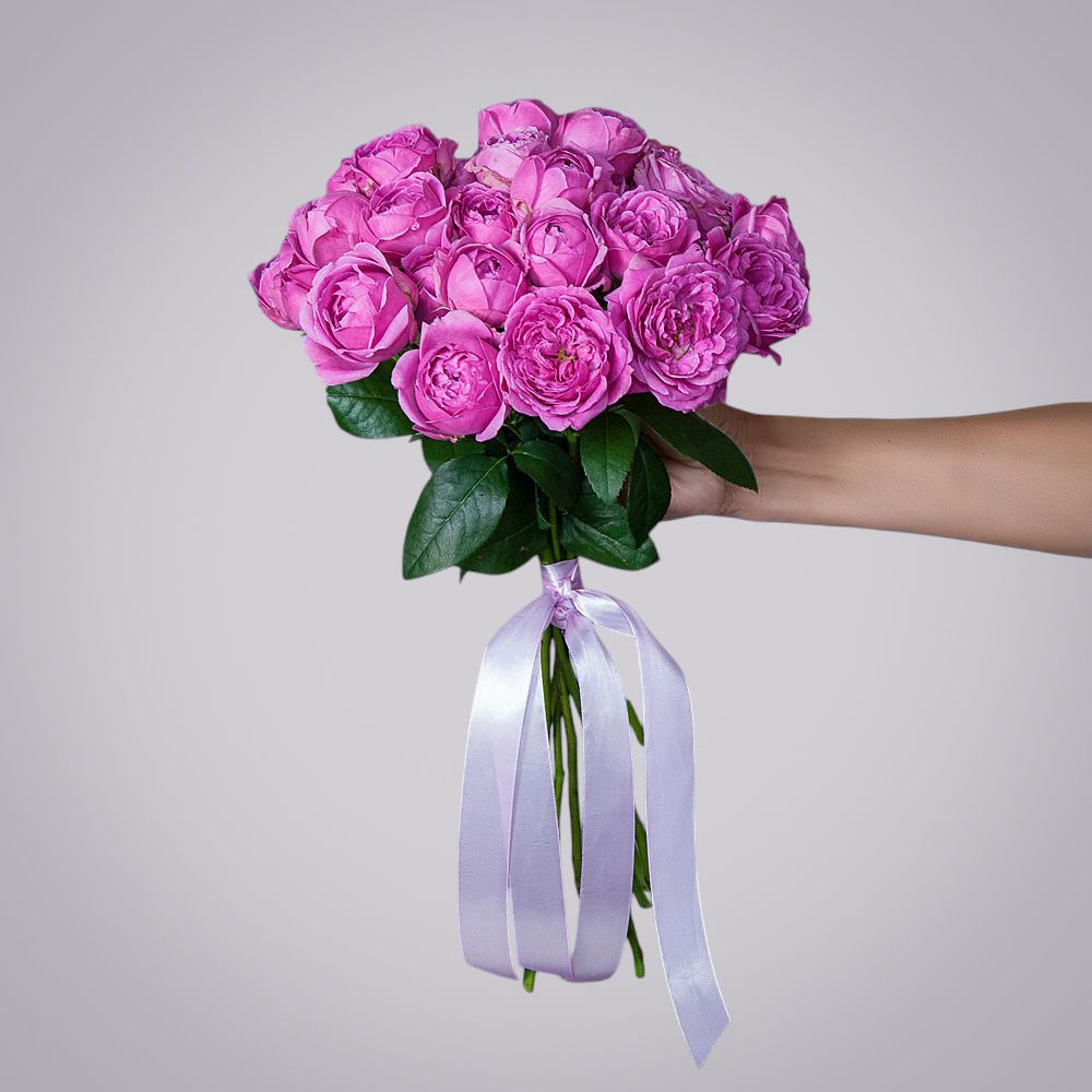 монобукет 9 кустовых роз misty bubbles под ленту 