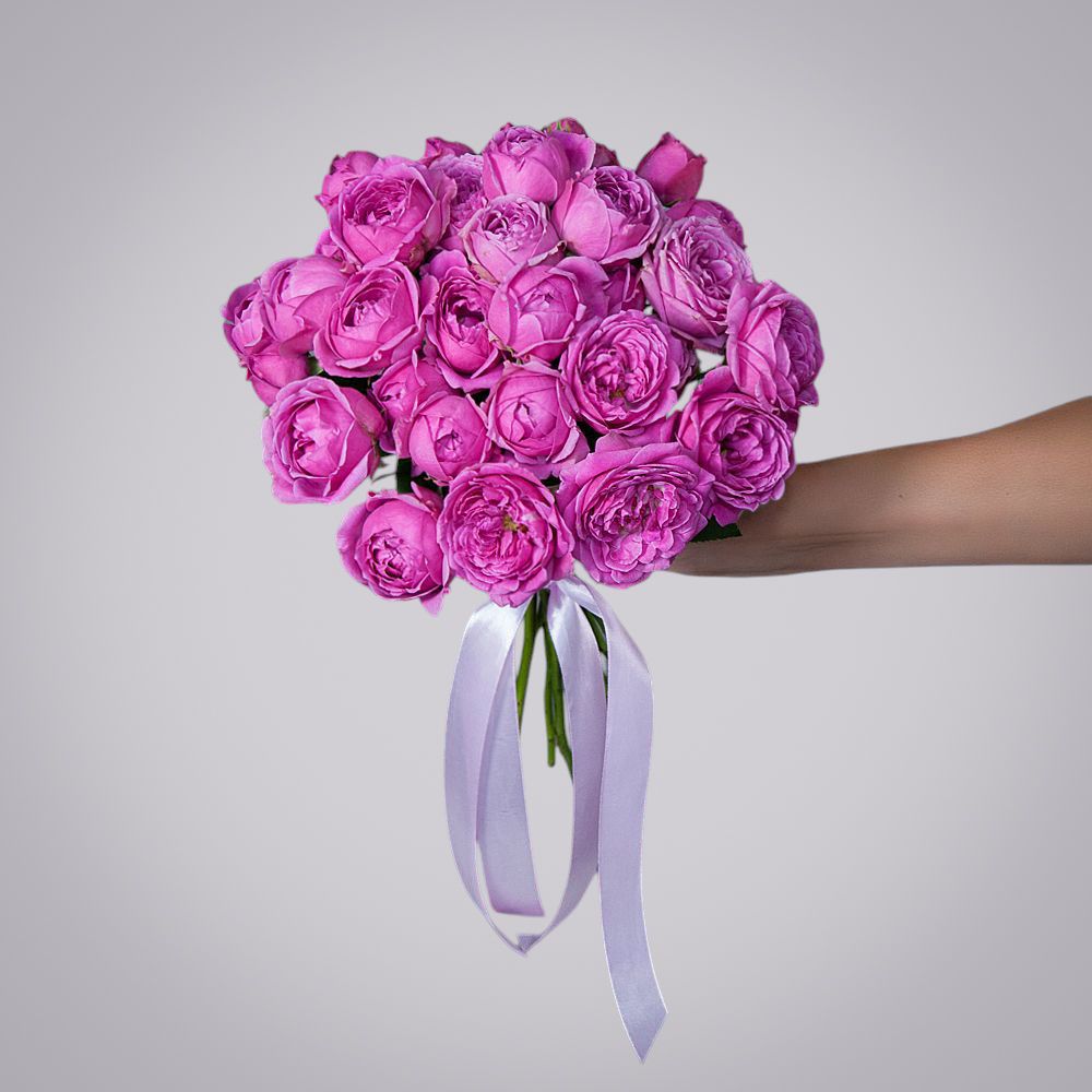 монобукет 9 кустовых роз misty bubbles под ленту 