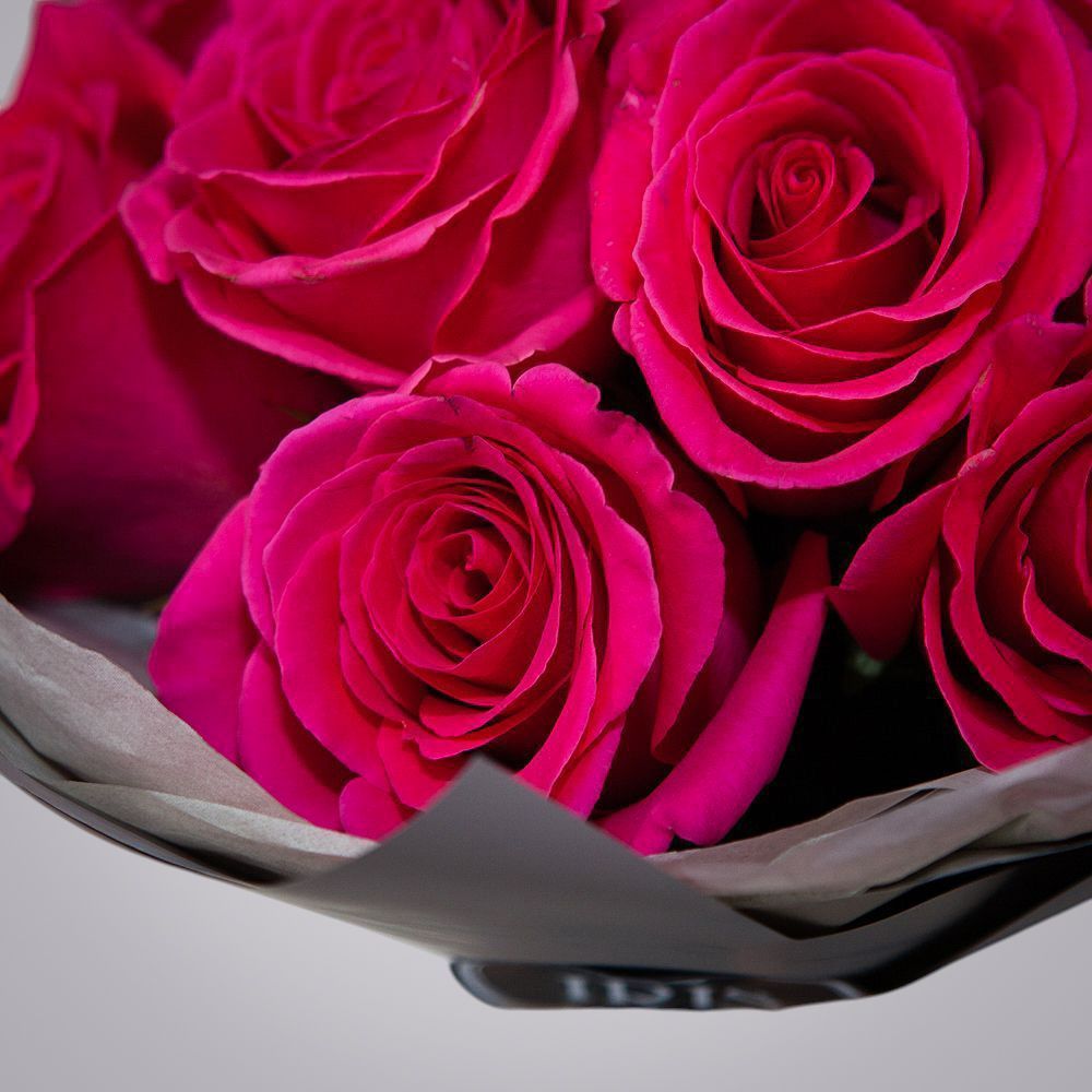 монобукет 9 роз "pink floyd" в упаковке с тишью 