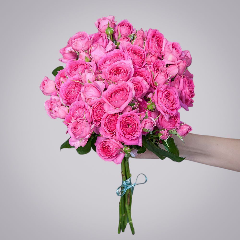 монобукет 7 роз "pink dimension" под ленту 