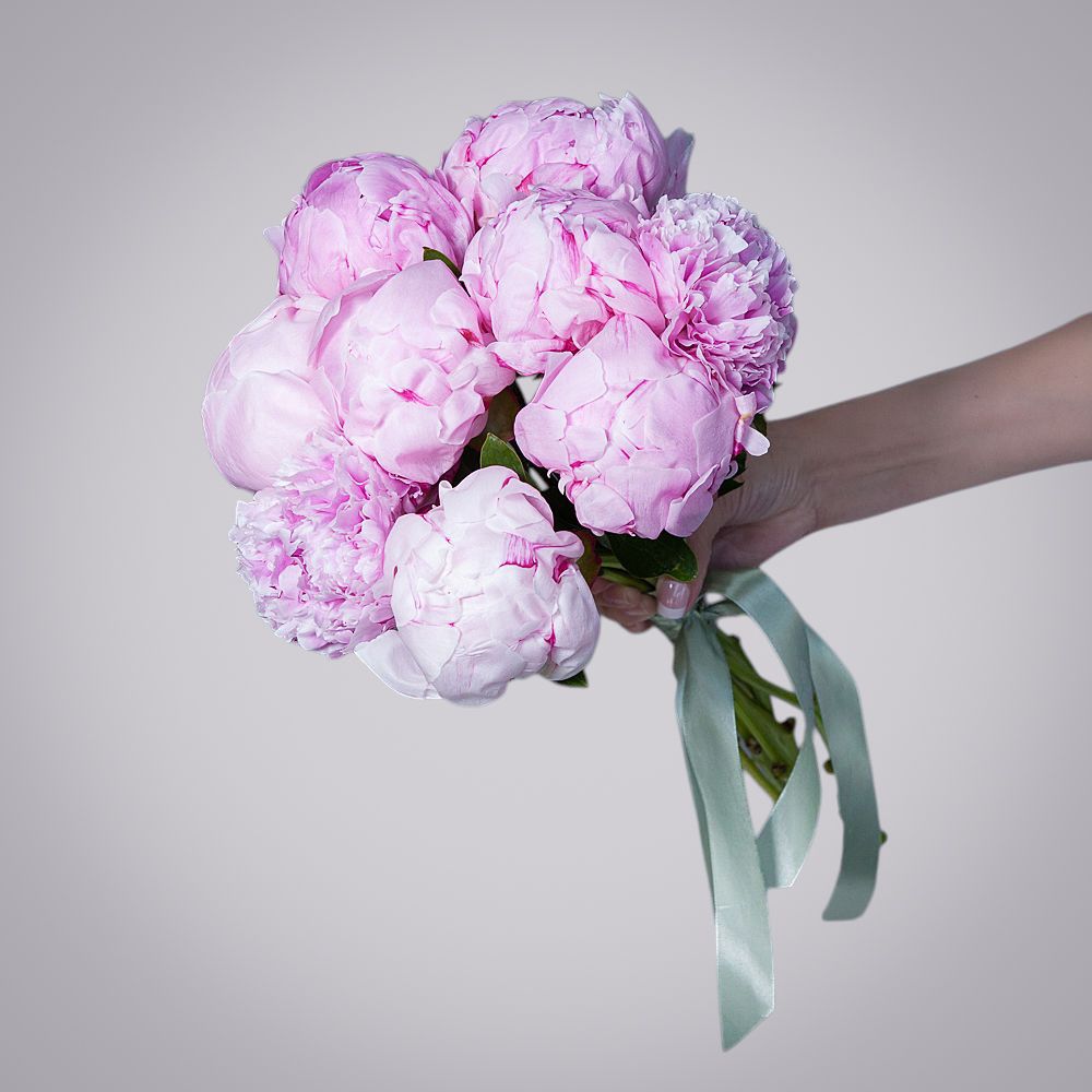 монобукет 9 розовых пионов №2 