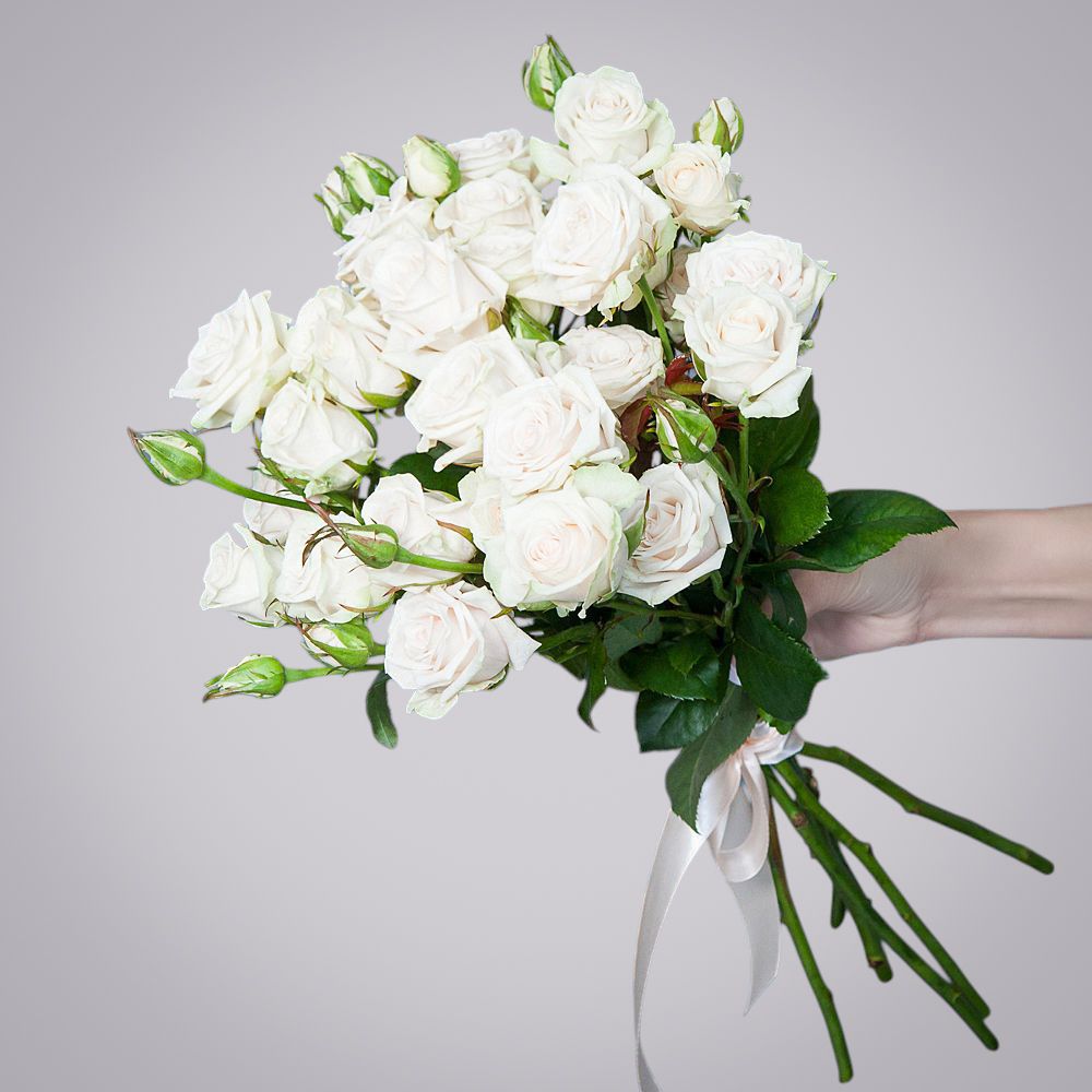 монобукет 7 роз "porcelaine" под ленту 