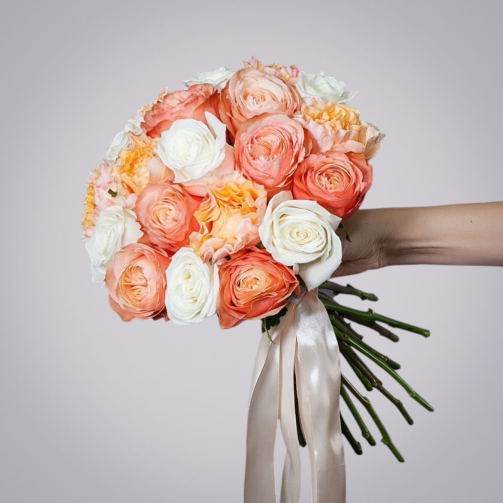 монобукет из 21 роз микс-4 под ленту 