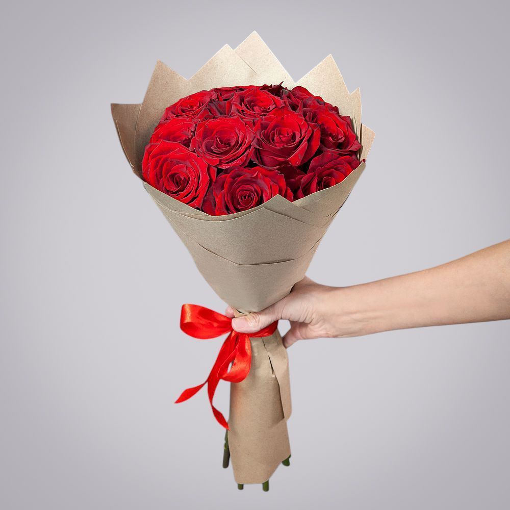 монобукет 11 роз "explorer" в крафте 