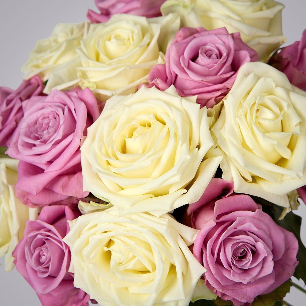 монобукет бело-розовый микс из 15 роз россия под ленту 2 