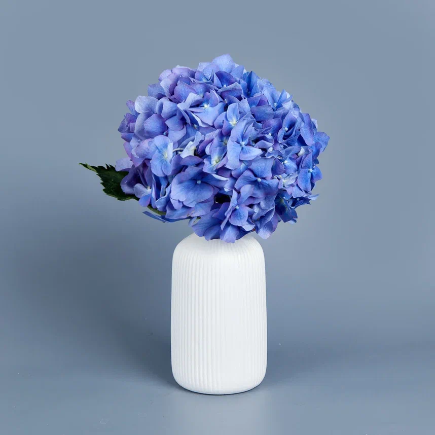 ваза m керамика с голубой гортензией 