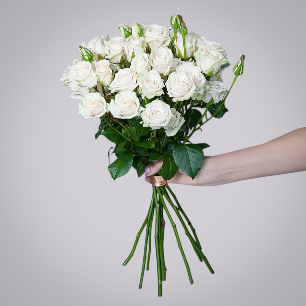 монобукет 9 роз "porcelaine" под ленту 