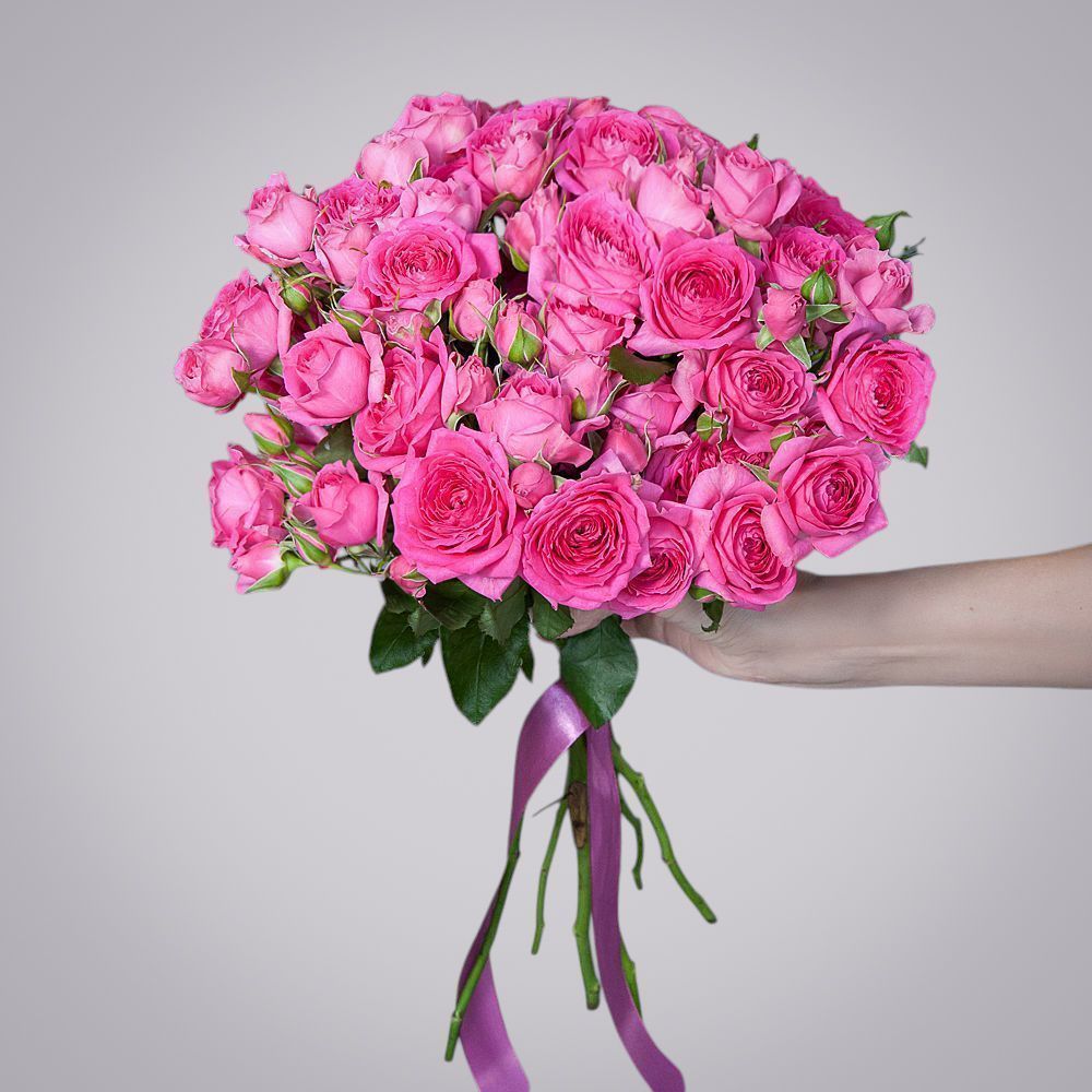 монобукет 5 роз "pink dimension" под ленту 