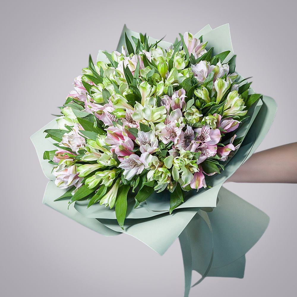 монобукет из 19 альстромерий в упаковке 