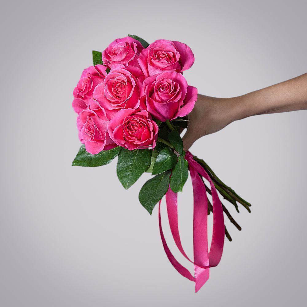 монобукет 7 роз "pink floyd" под ленту  монобукет 7 роз "pink floyd" под ленту