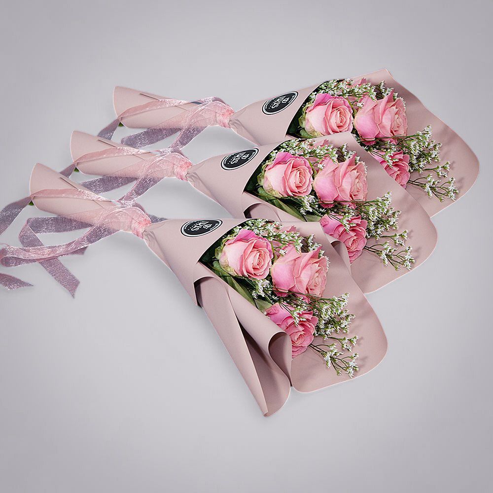 сет 10 букетов по 5 роз "hermosa" в упаковке 