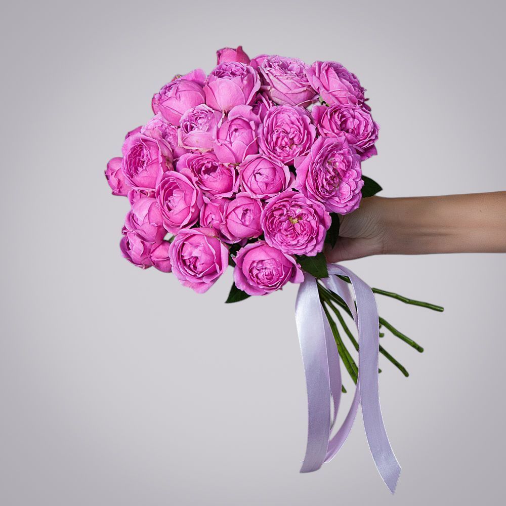 монобукет 9 кустовых роз misty bubbles под ленту 