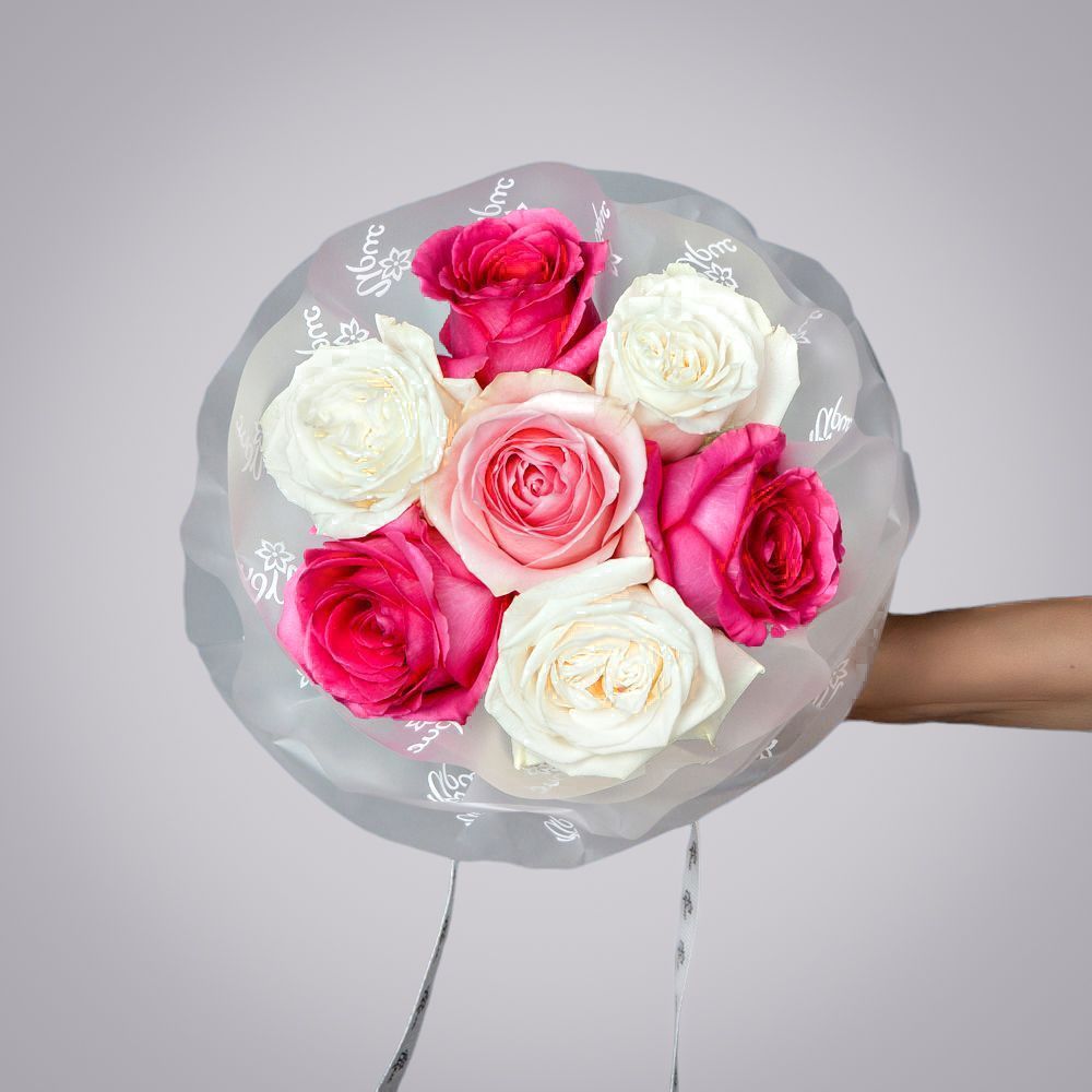  монобукет из 7 роз микс 5 