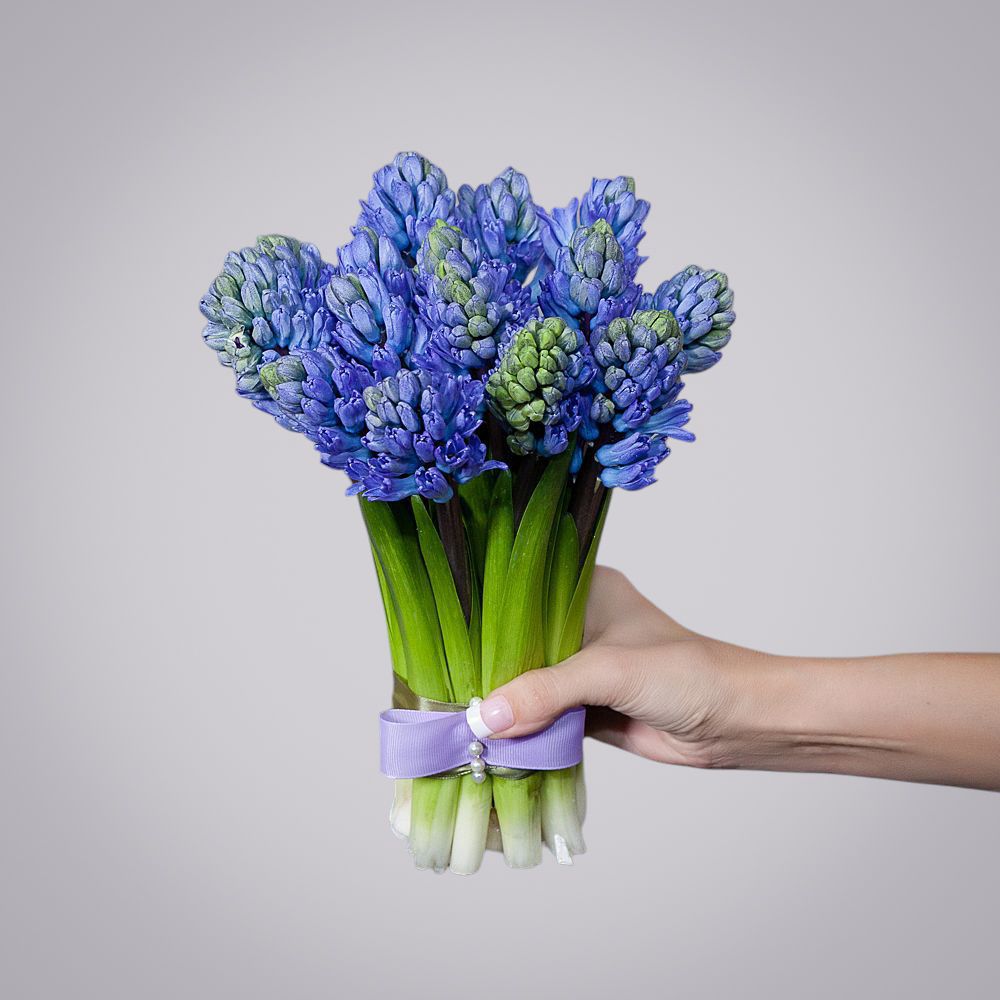 монобукет из 15 синих гиацинтов 