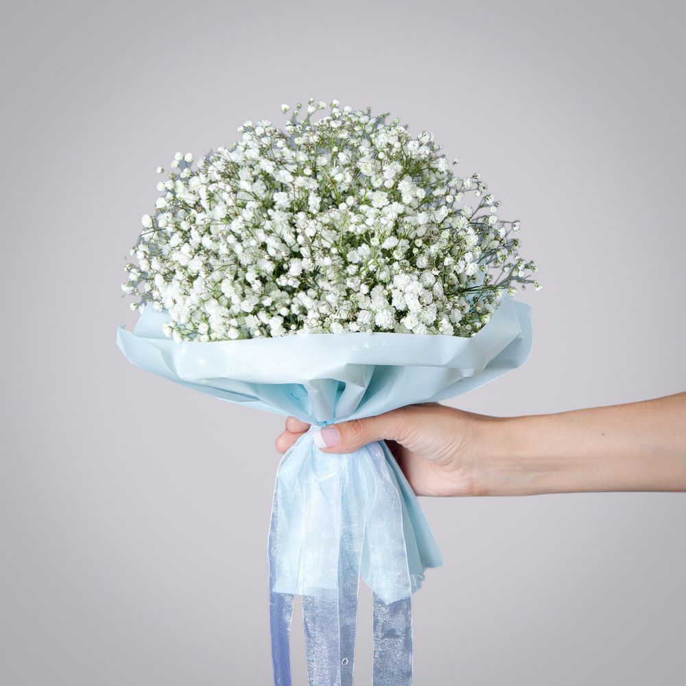 монобукет из 7 белых гипсофил 