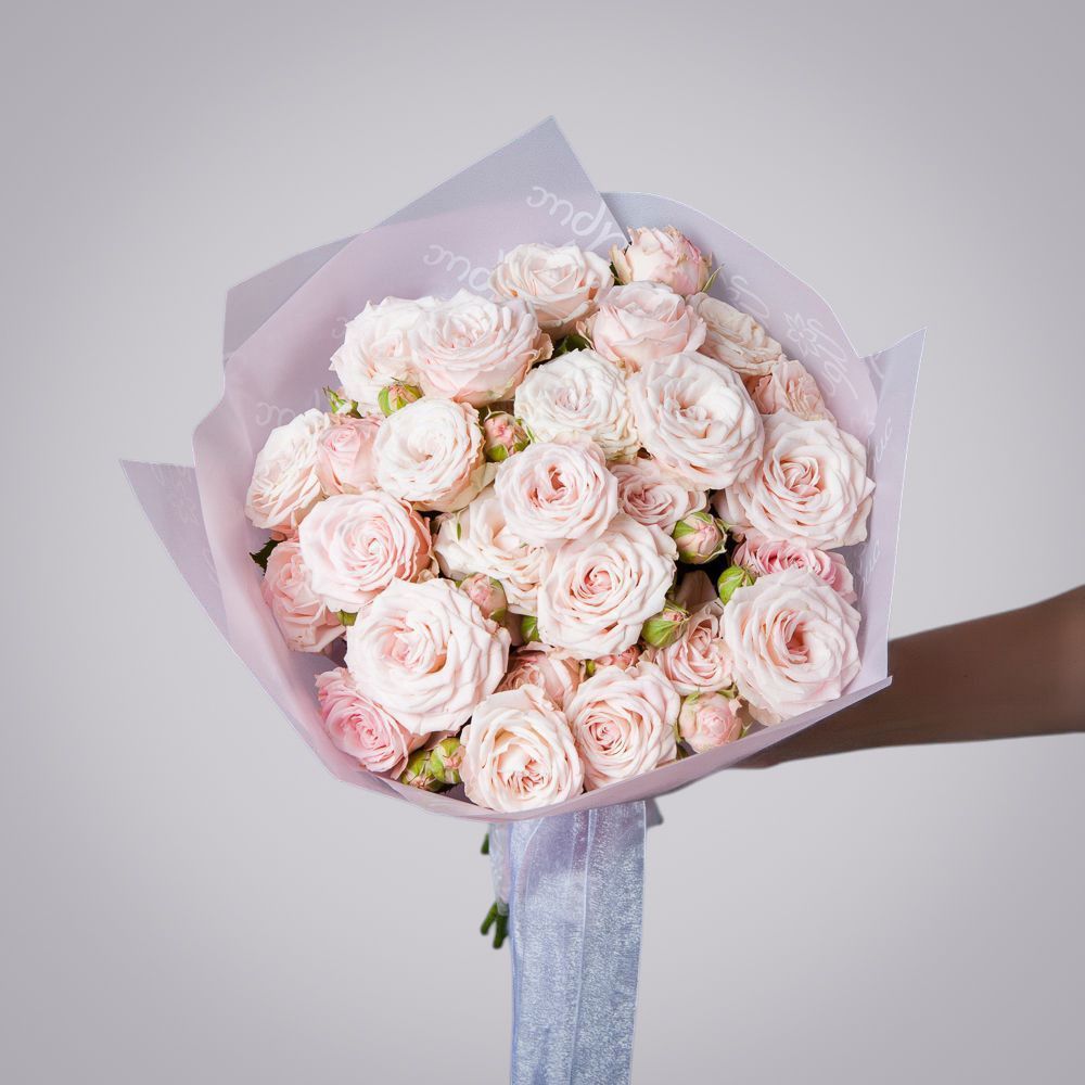 монобукет 5 кустовых роз "aerobic" в упаковке 