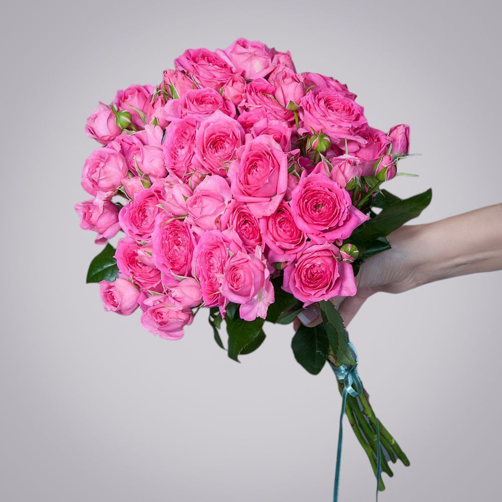 монобукет 7 роз "pink dimension" под ленту 