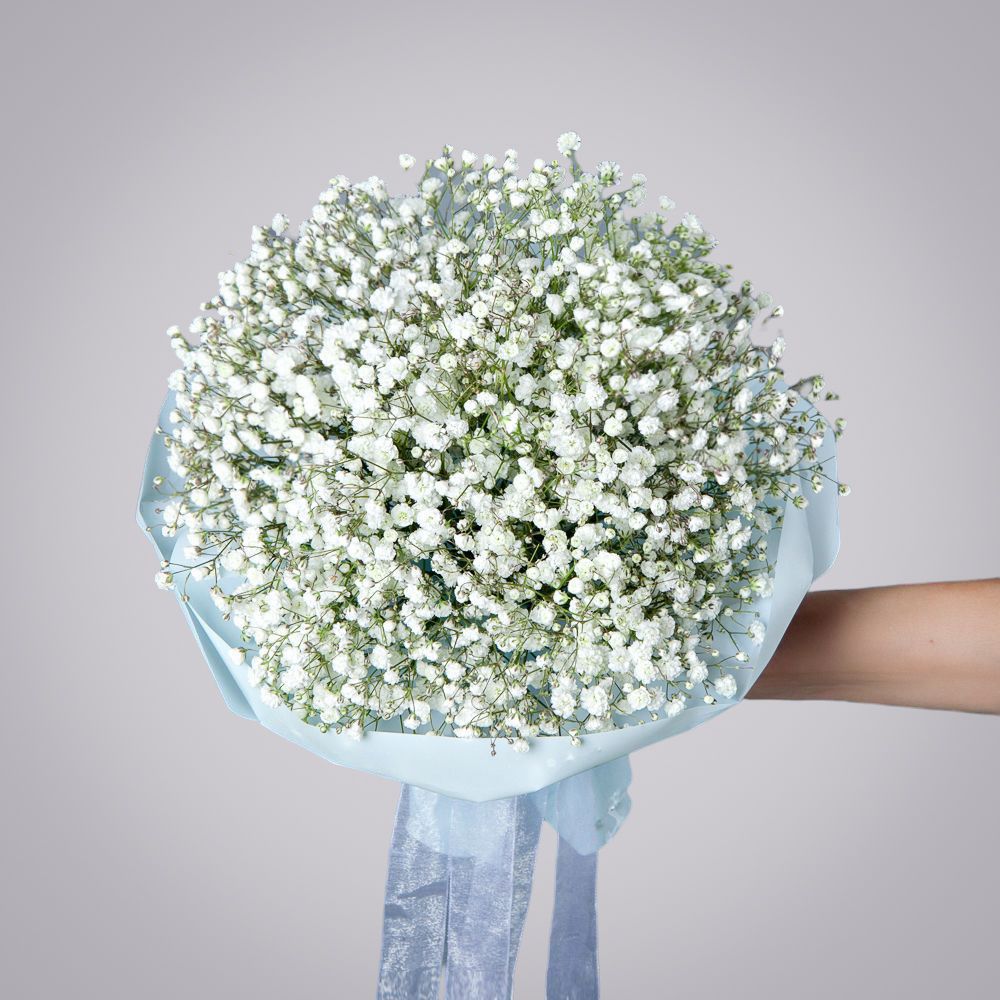 монобукет из 7 белых гипсофил 