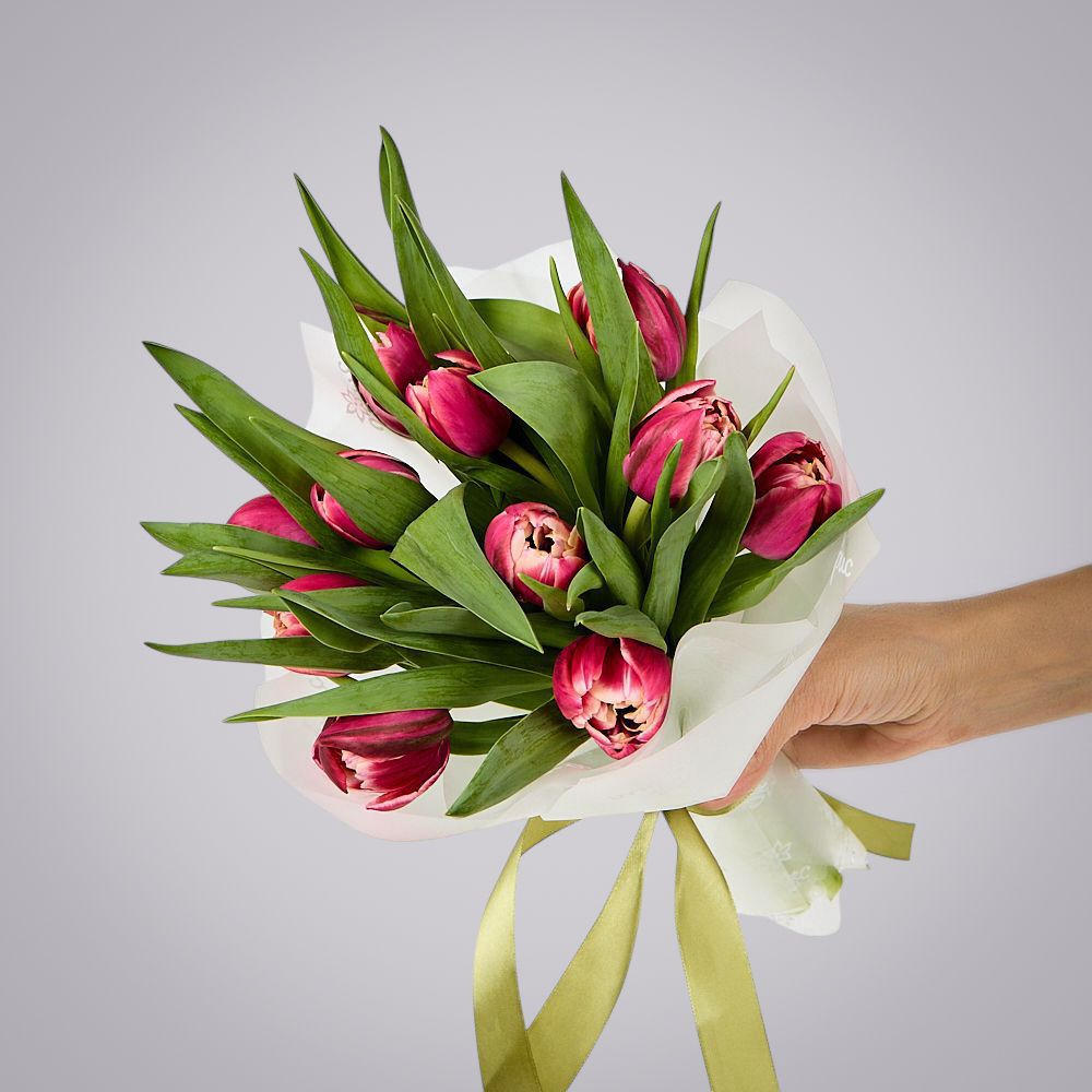 монобукет из 11 тюльпанов "каламбус" в упаковке 