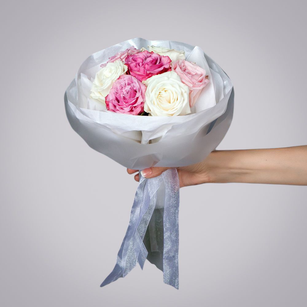 монобукет из 7 роз микс 3 