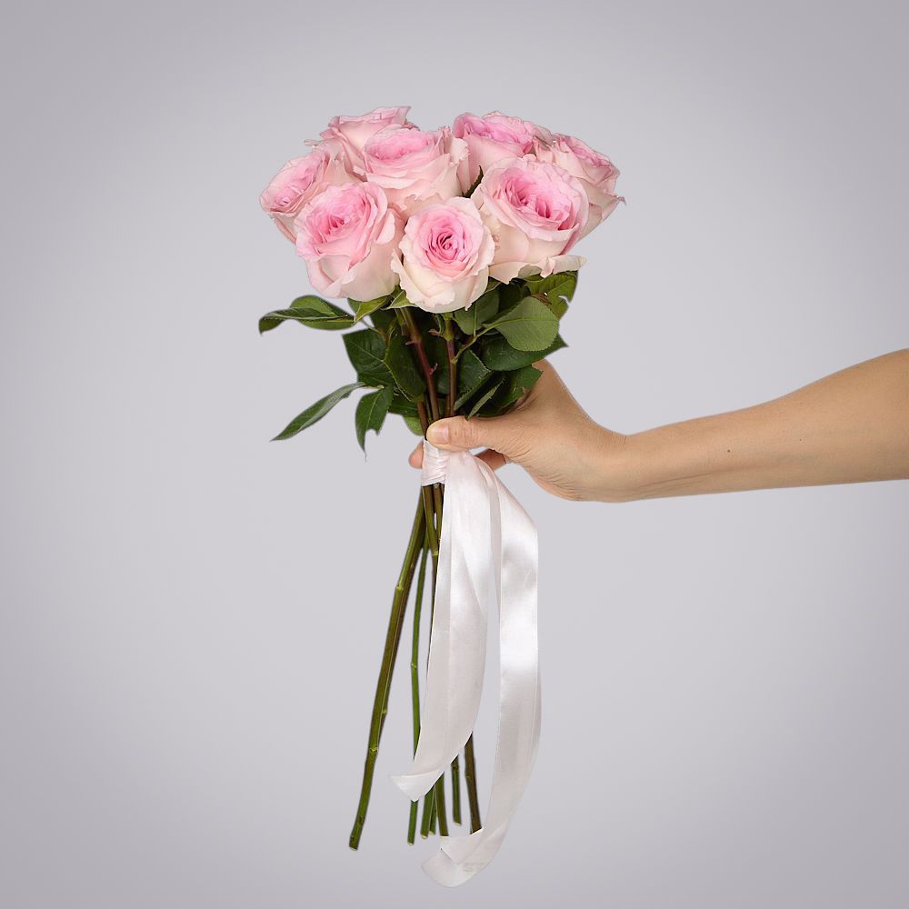 монобукет 9 пионовидных роз "mandala" под ленту 