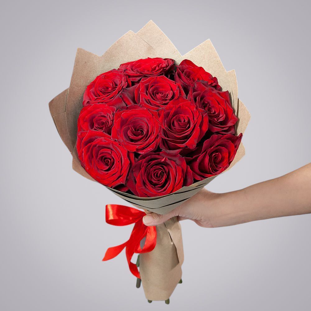 монобукет 11 роз "explorer" в крафте 