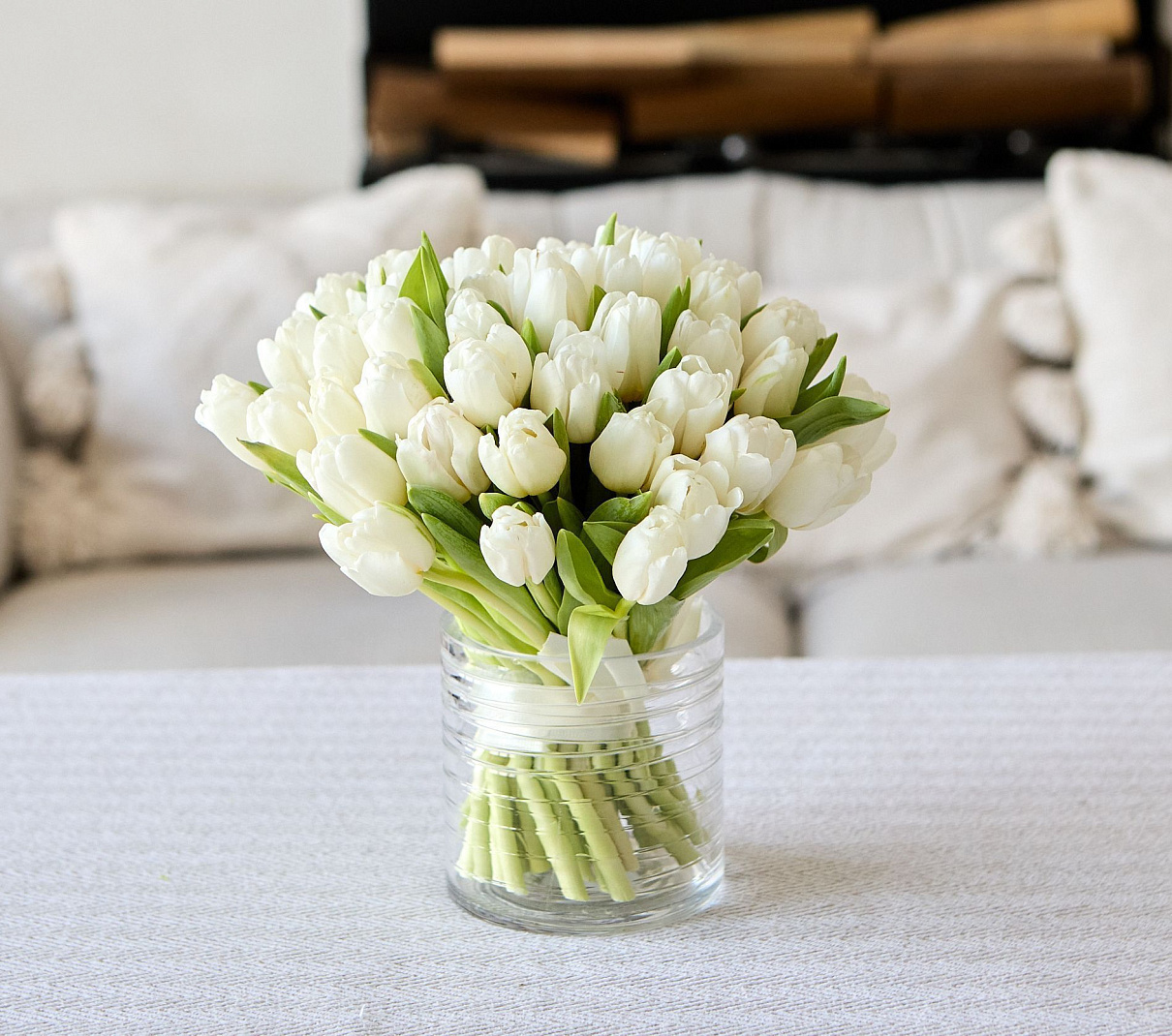 монобукет 51 белый тюльпан под ленту 